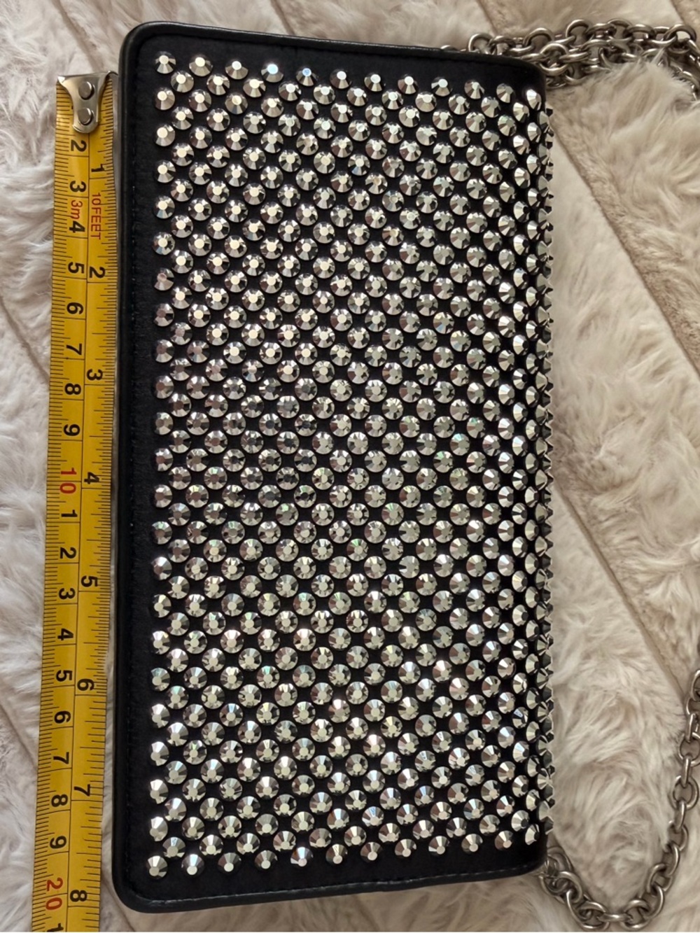 PRADA Black Satin Crystal Crossbody Clutch Bag 1DH044 - Picture 6 of 16